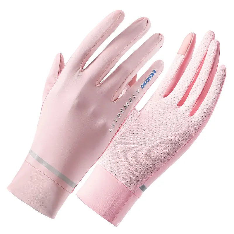 Sommerliche Eis-Seide Handschuhe mit Sonnenschutz – dünn, kühl - touchscreenfähig