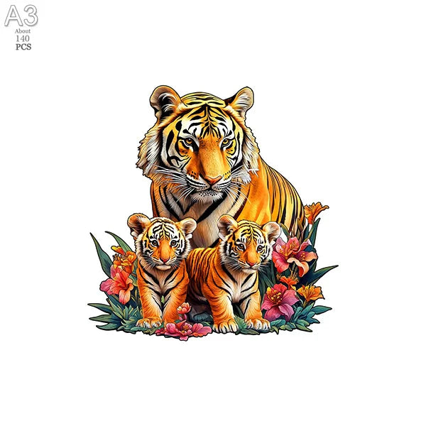 3D Holzpuzzle Tier Tiger und Hund für Kinder und Erwachsene