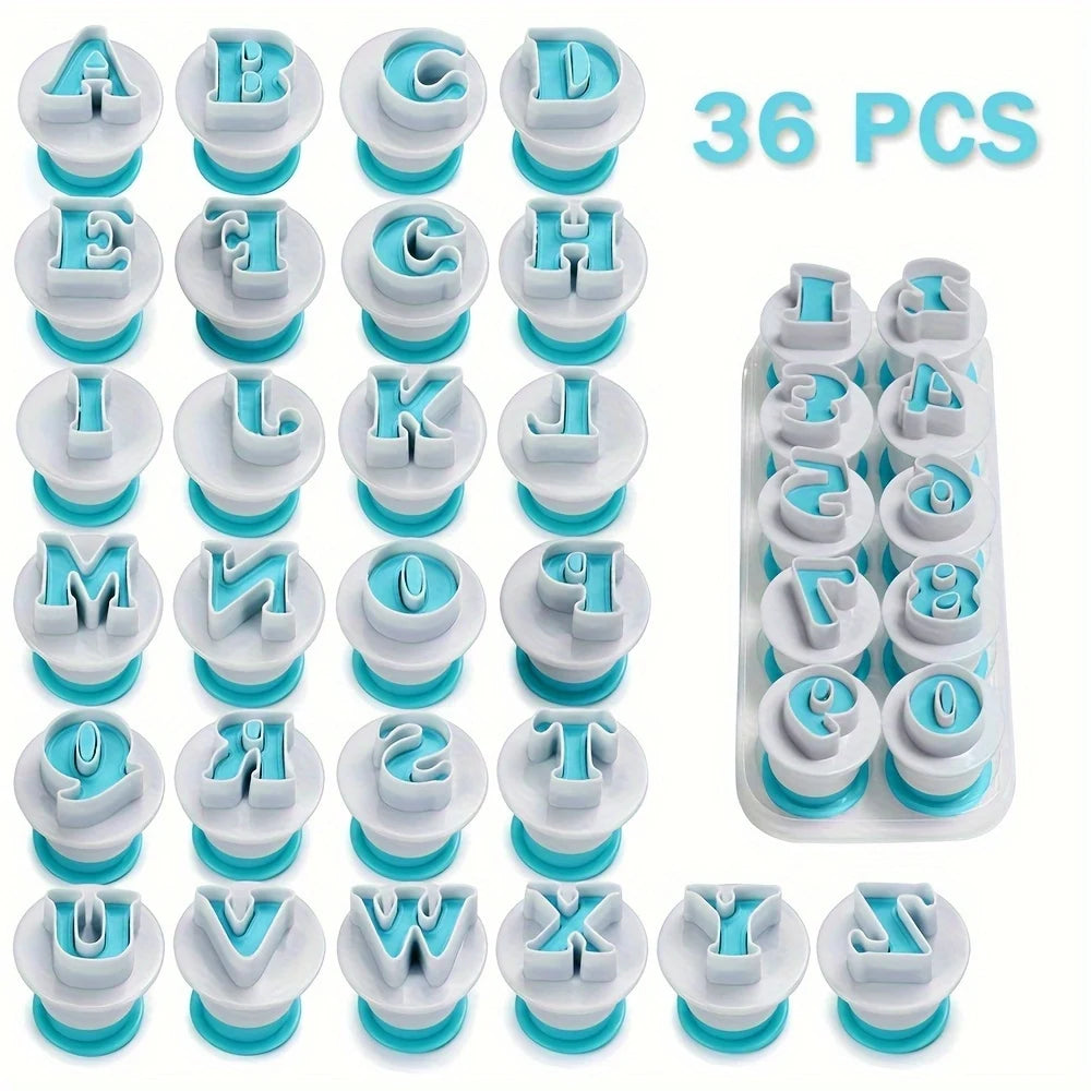Ausstechformen Set Alphabet Zahlen für Kuchendeko Cupcake Fondant Backen