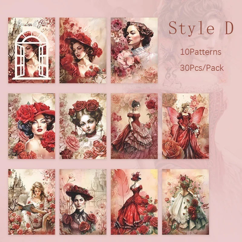 30-teiliges Scrapbooking Papier-Set mit 6 Designs für kreative DIY-Projekte