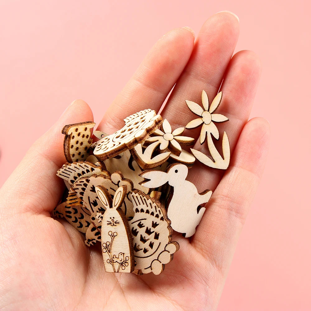 50-teiliges Set aus Holzornamenten für DIY Handwerk und Dekoration - Yabubest - Home & More