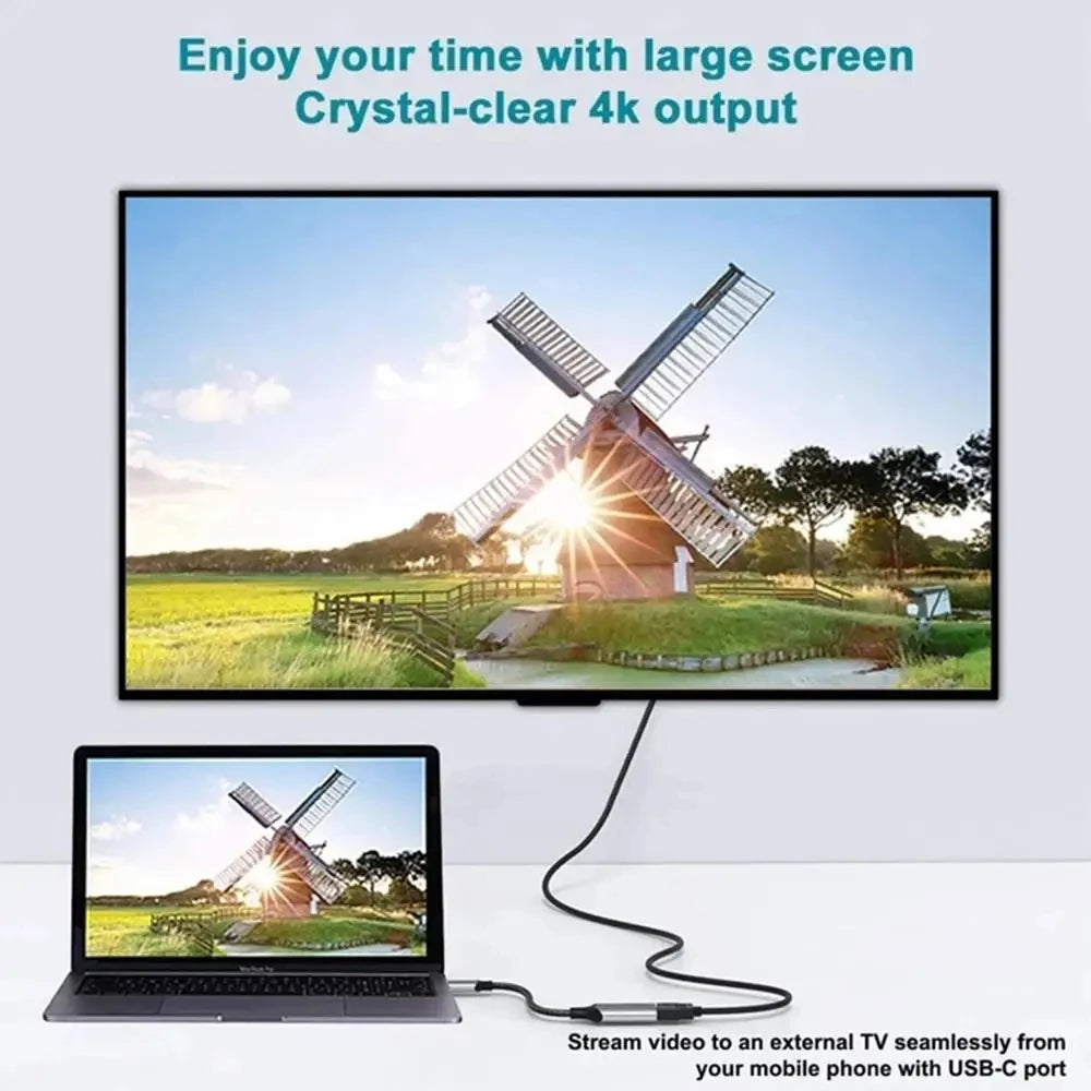 4K 60Hz USB C zu HDMI Adapter USB 3.1 HUB HDTV Konverterkabel Laptop PC