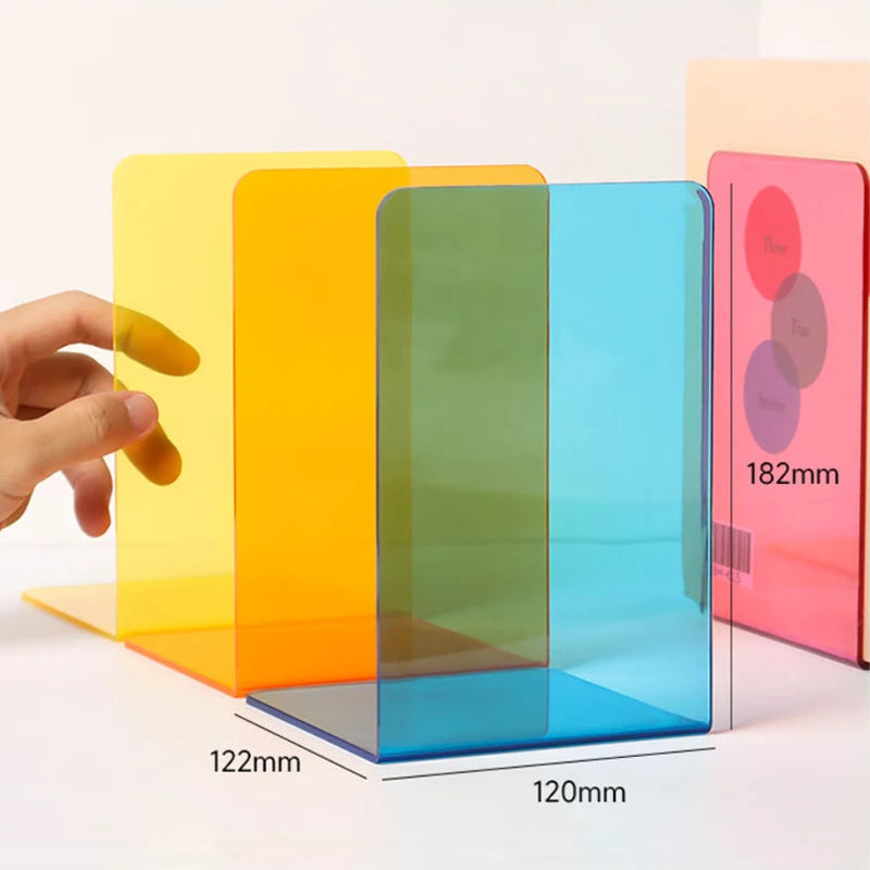 Klare Acryl Buchstützen L-Form für Schreibtisch und Regal