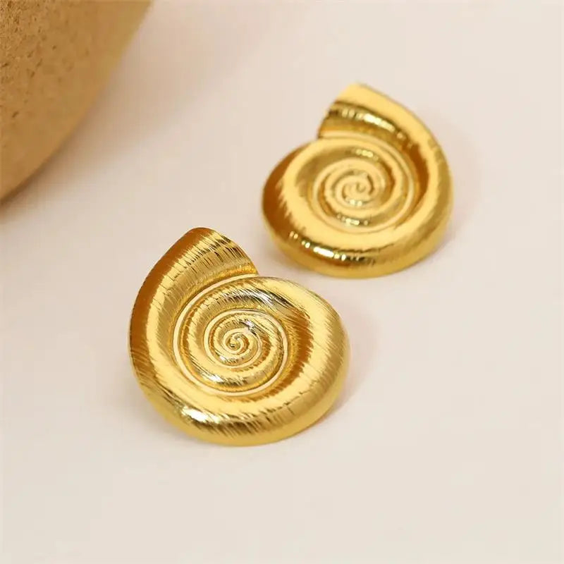 Dicke Edelstahl Muschel Ohrstecker Bolzen mit 18K Vergoldung