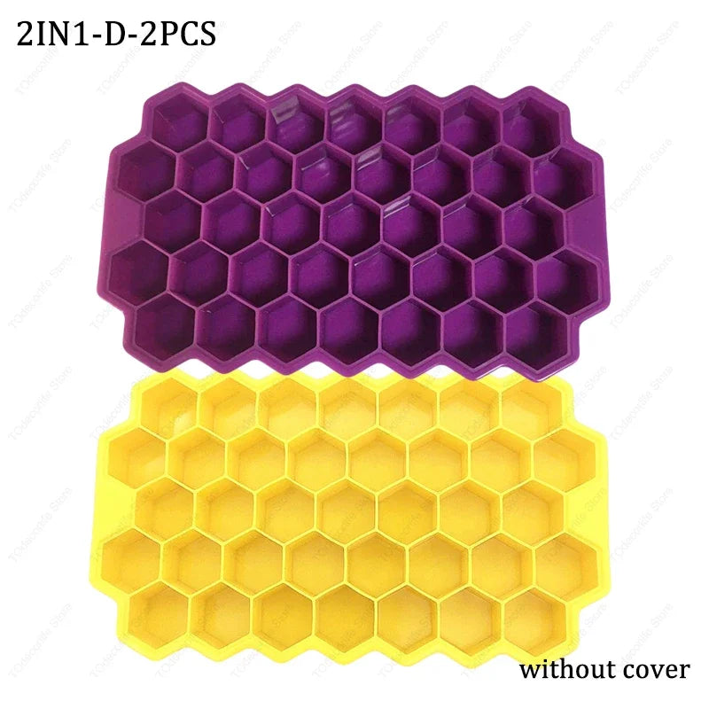 Premium Silikon Eiswürfelformen mit Deckel – Sechseckig, Wiederverwendbar