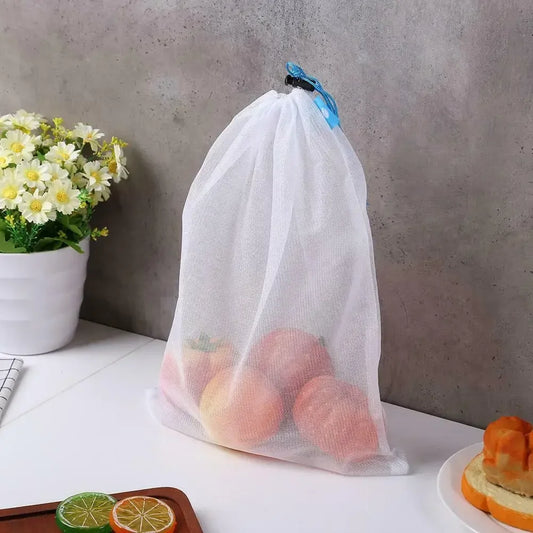 5 Stück wiederverwendbare Netzbeutel für Obst und Gemüse in der Küche