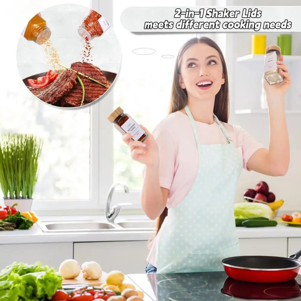 13-teiliges Gewürzglas-Set mit Bambusdeckel 4oz Aufbewahrung-Yabubest - Home & More