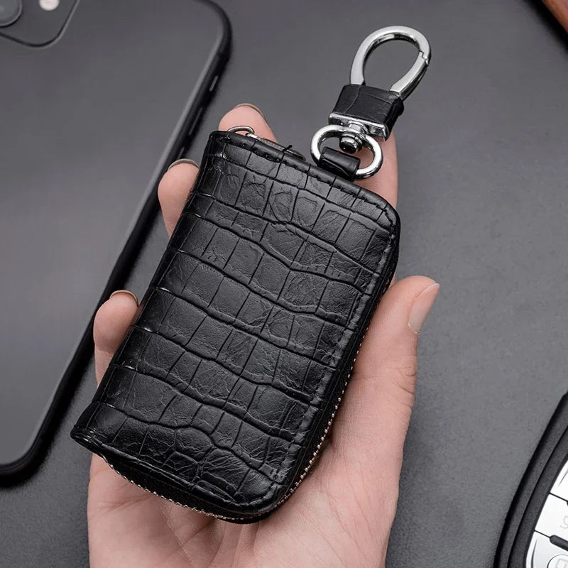 Leder Auto Schlüssel Tasche Universal mit Reißverschluss Schutz