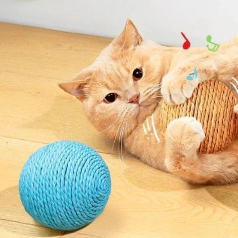 Katze Spielzeug Sisal Ball 10cm mit Sound für Beschäftigung - Krallenpflege