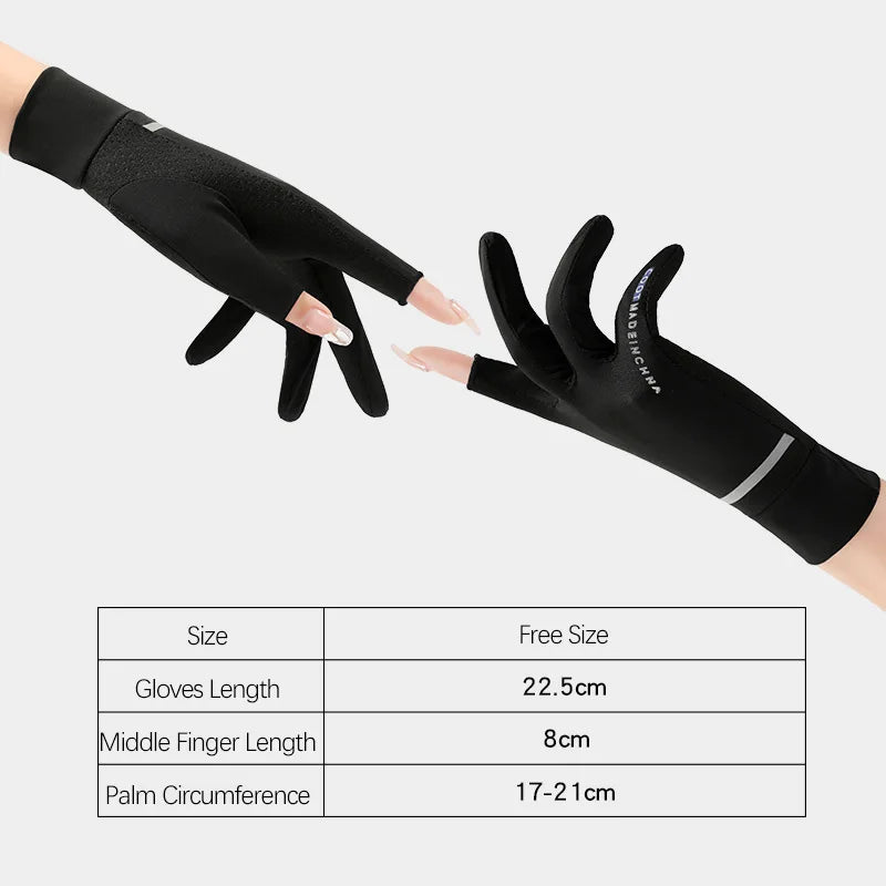 Sommerliche Eis-Seide Handschuhe mit Sonnenschutz – dünn, kühl - touchscreenfähig