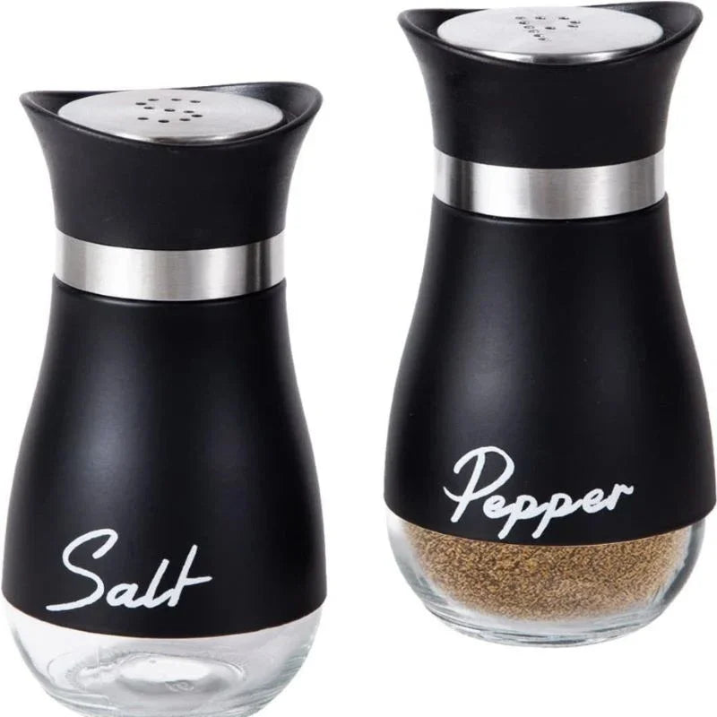 2er Set Glas Gewürz Shaker Vorratsbehälter für Küche - Grill – Salz - Pfeffer