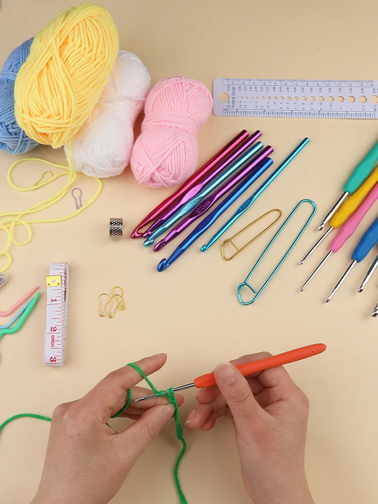 KRABALL Strick und Häkelnadel Set mit Zubehör und Tasche für Heimgebrauch