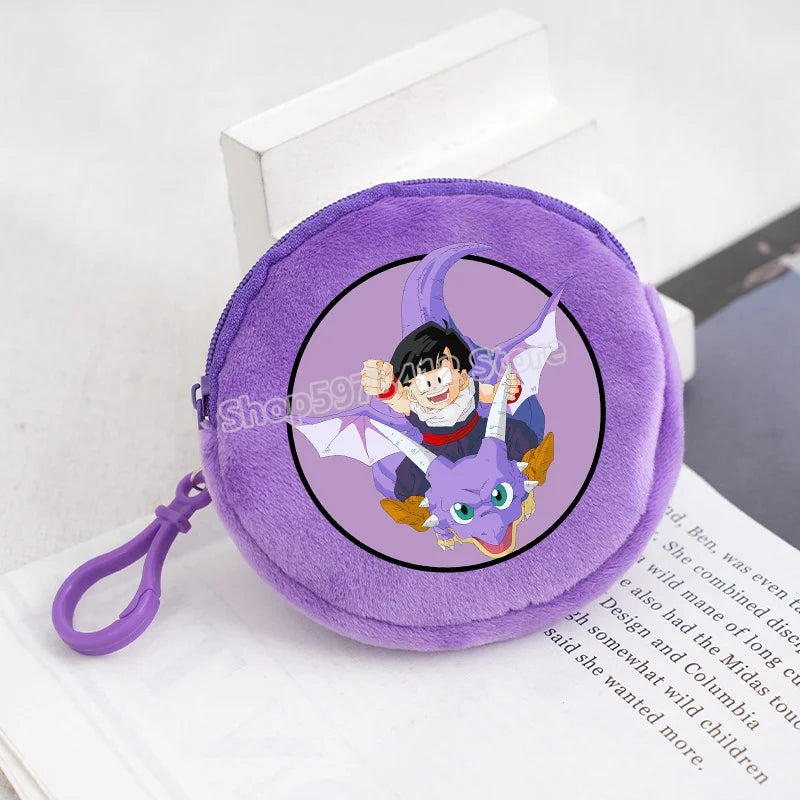 Plüsch Mini Geldbörse mit Reißverschluss rund Cartoon Schlüsselanhänger
