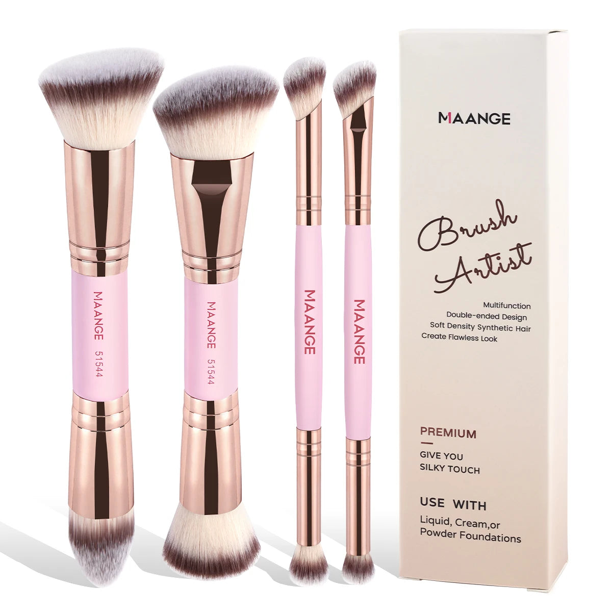 4-teiliges Make-up-Pinsel-Set mit Box – weich, präzise - perfekt für Reisen