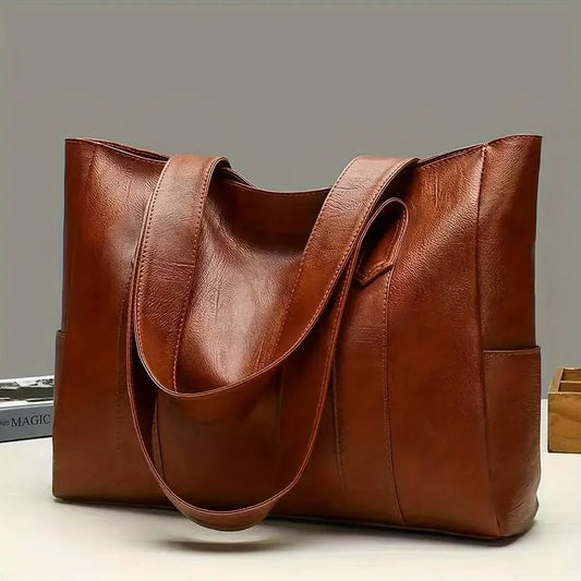 Retro Vegan Umhängetasche - Lässige Damen Tasche mit großem Volumen für Pendler