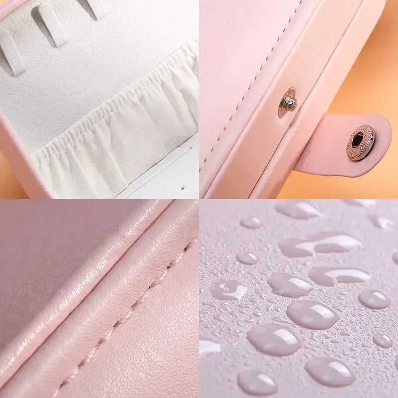Tragbare Leder Schmuck Organizer für Reisen - Ringe, Ketten, Ohrringe sicher verstauen