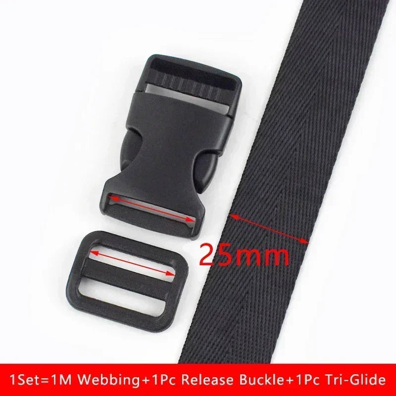Nylon Gurtband Set 20-50mm mit Kunststoff Schnalle Tri-Glide Slider Haken