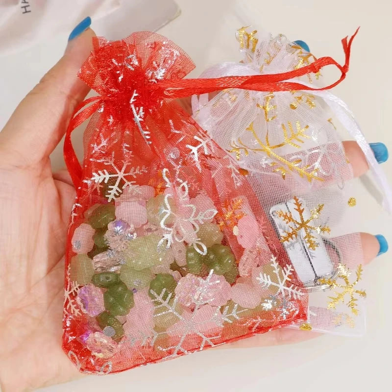 Weihnachts Kordelzug Taschen Rot Transparent Organza 10 bis 200 Stück