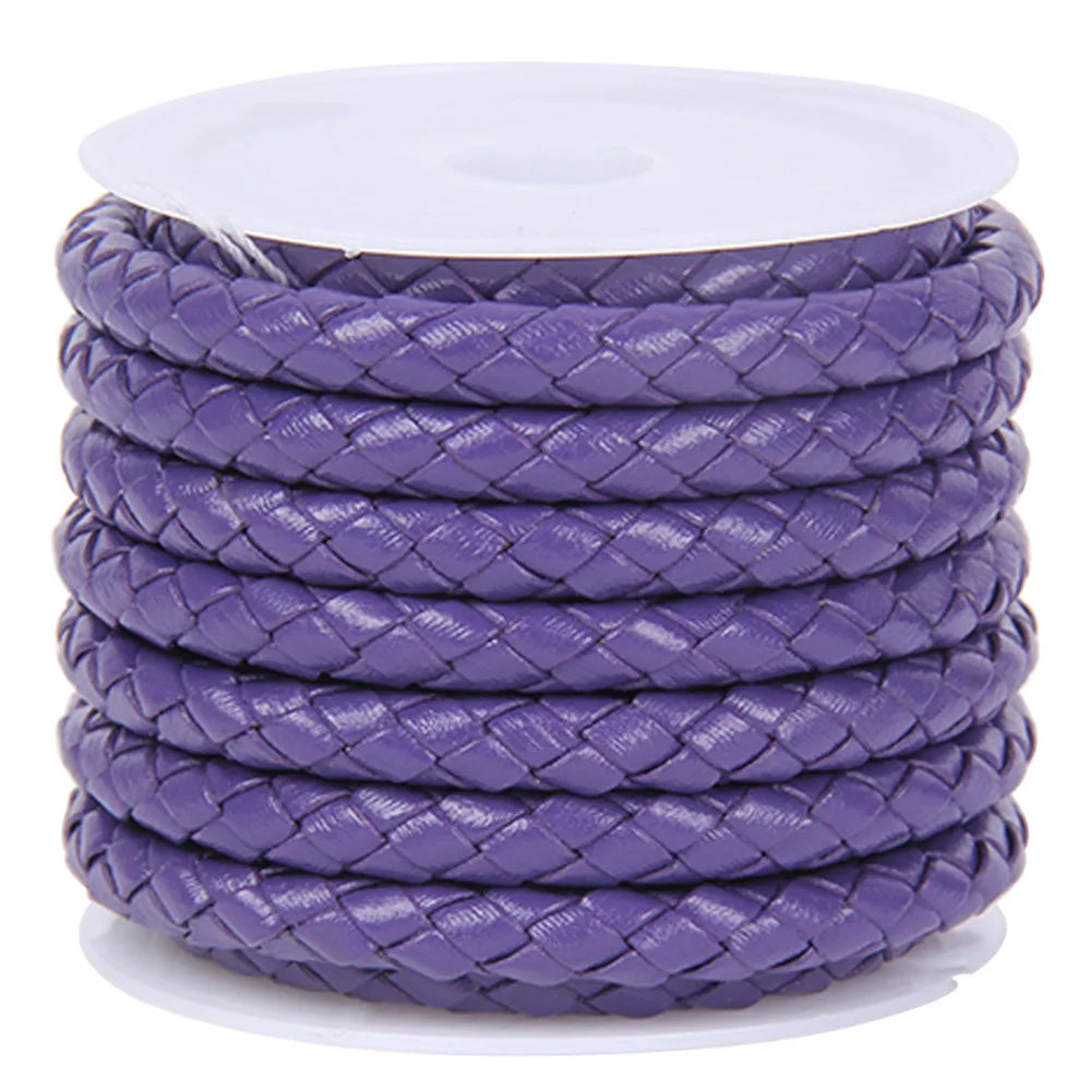 2m Buntes geflochtenes Echtlederband für DIY Schmuck 3-6mm