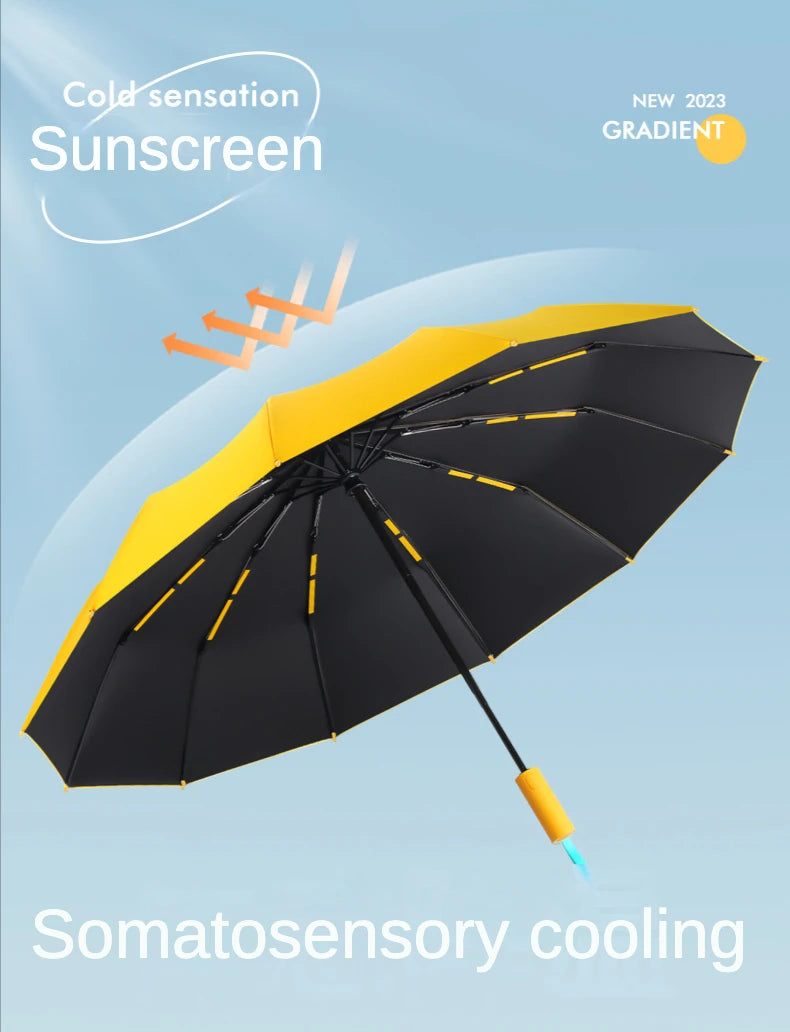 Robuster großer Automatik Regenschirm mit Windschutz und Sonnenschutz