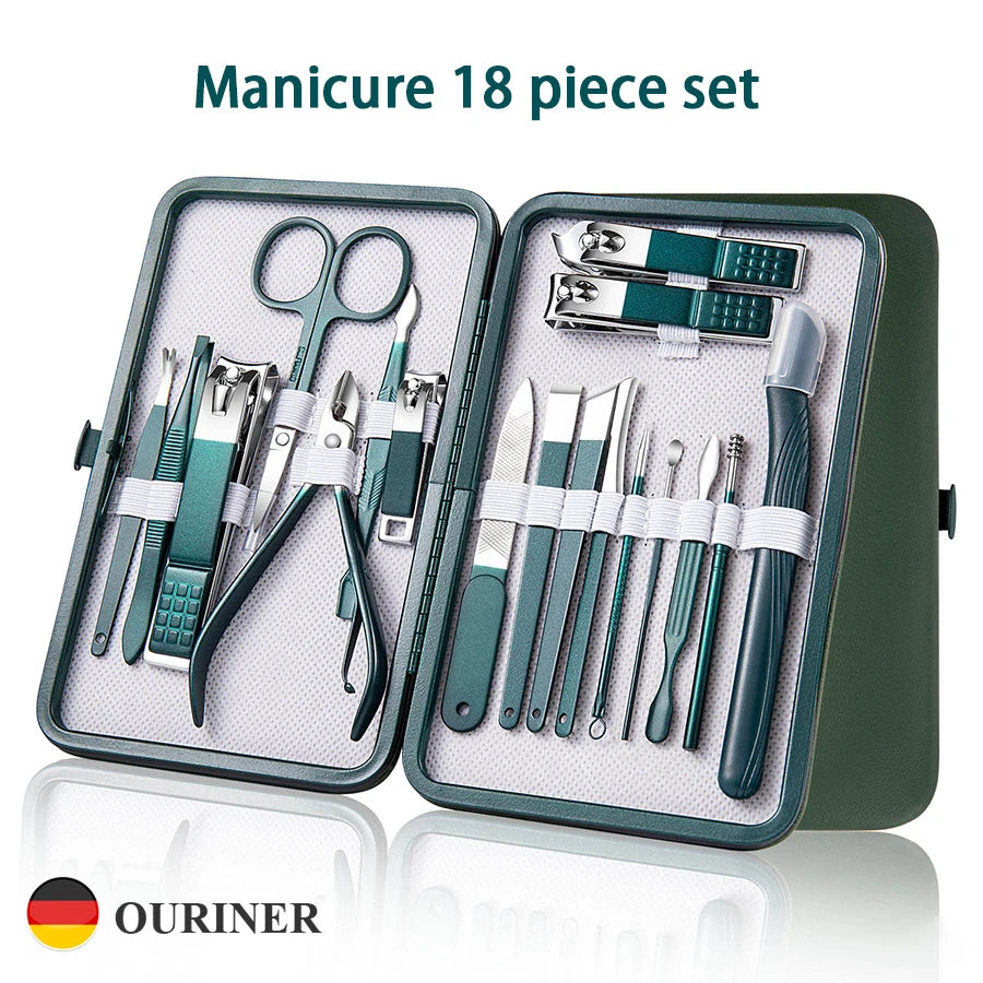 7-18tlg. Maniküre Set Nagelknipser Edelstahl mit Leder Reisetasche Unisex