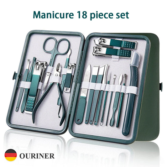 7-18tlg. Maniküre Set Nagelknipser Edelstahl mit Leder Reisetasche Unisex