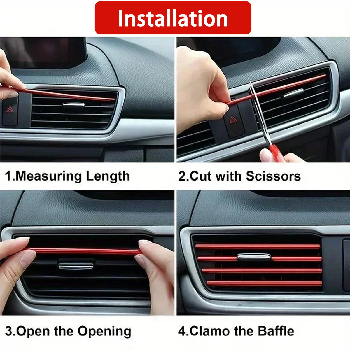 10er Set 20cm Bunte PVC Auto Klimaanlage Lüftung Trim Streifen Innen Deko