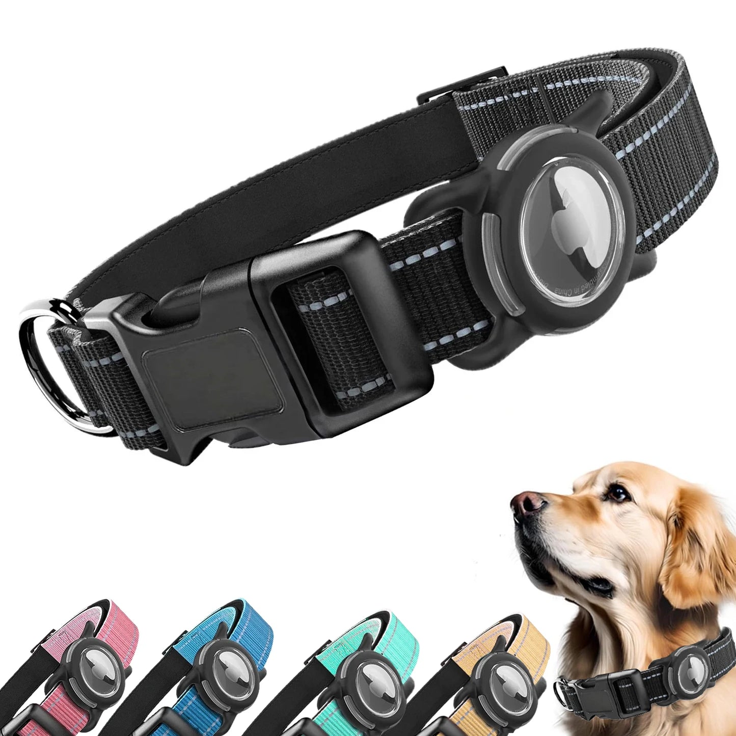 Airtag Hundehalsband reflektierend gepolstert wasserdicht für große Hunde