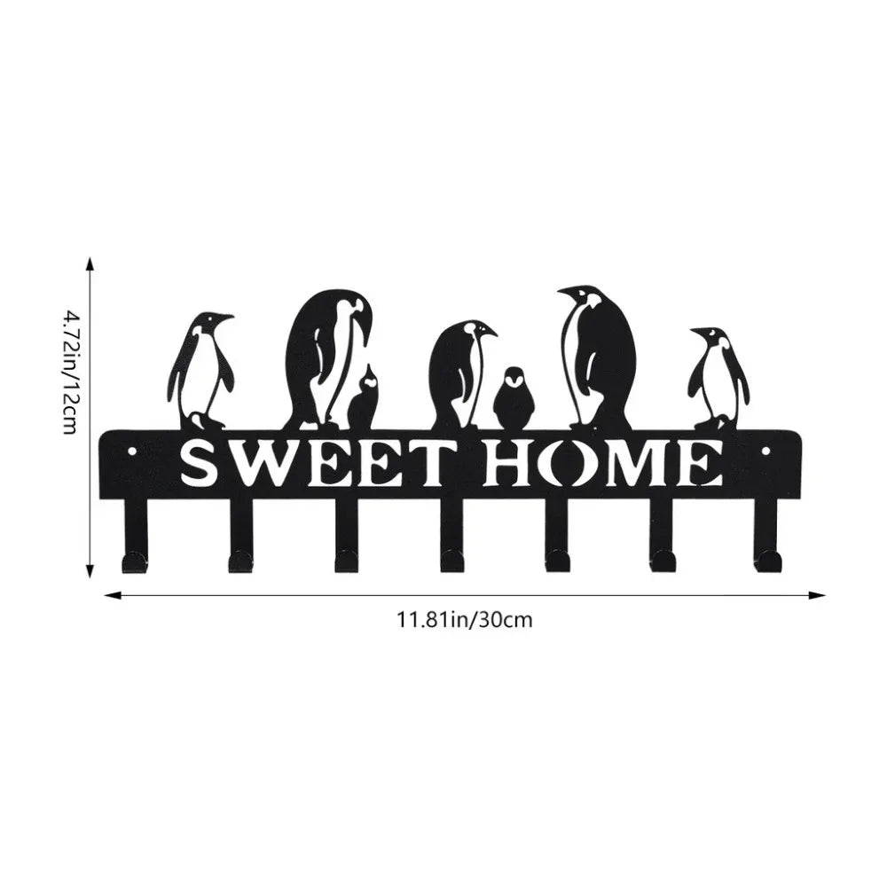 Niedliche Katzen Wandhaken aus Eisen mit 7 Haken für Schlüssel Mäntel