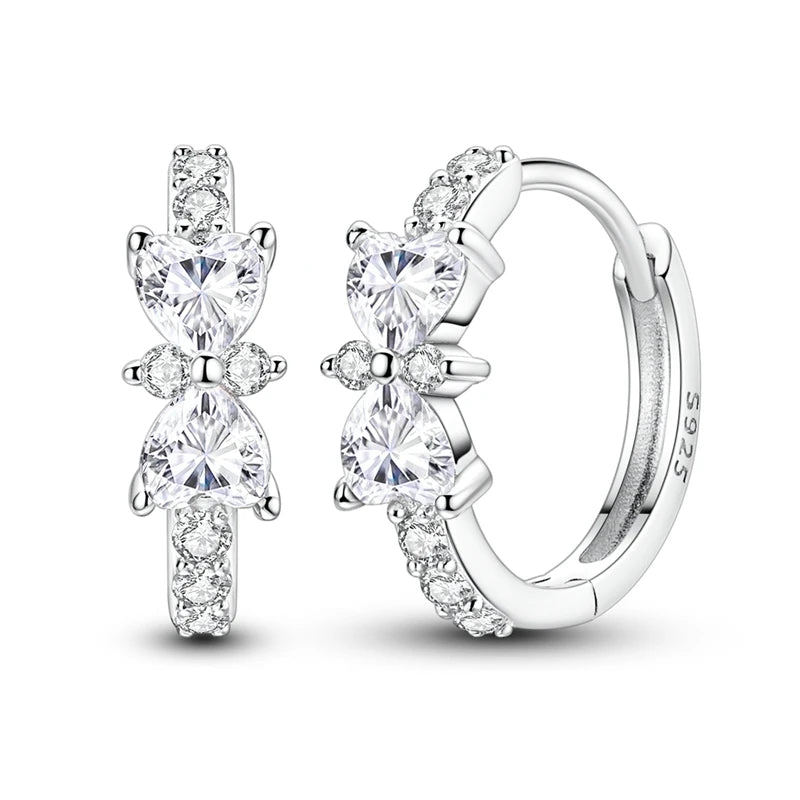 925er Sterlingsilber Creolen mit bunten Zirkon Blumen und Sternen Damenohrringe