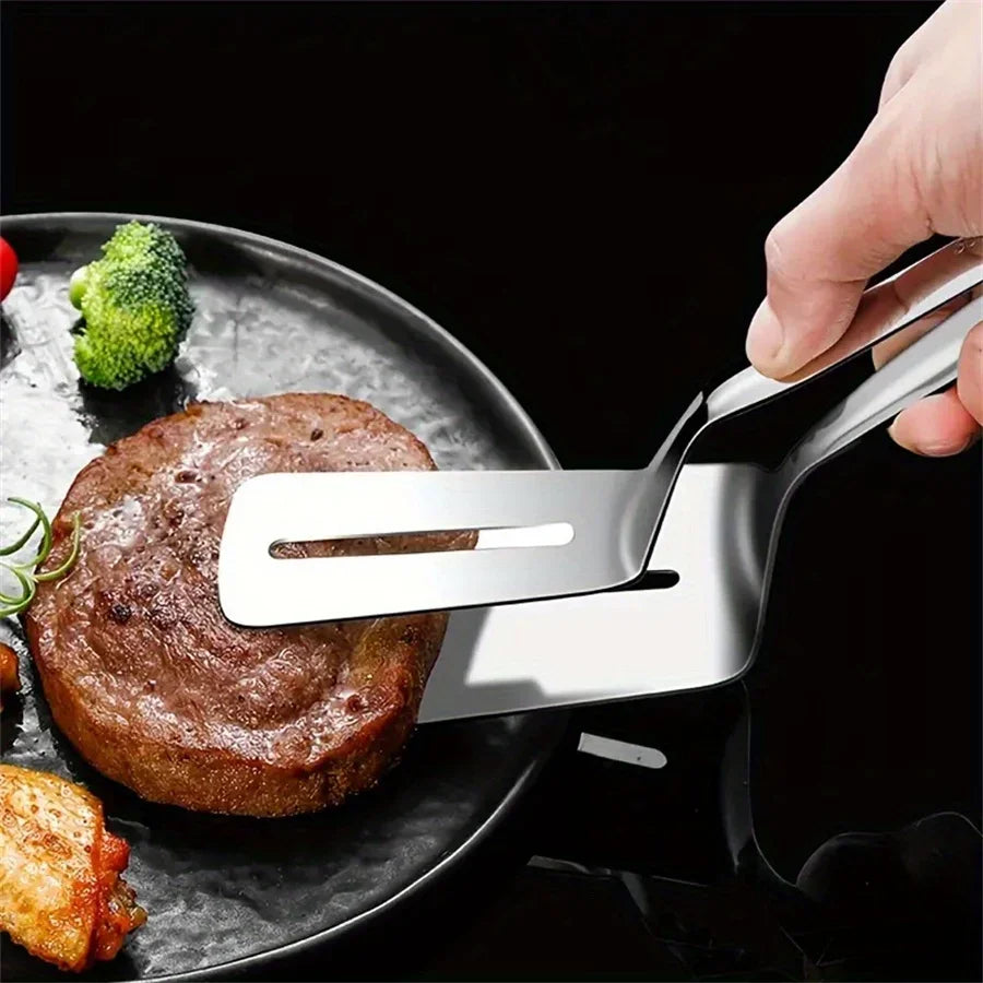 Multifunktionale Edelstahl-Lebensmittelzange für BBQ, Brot - Braten sicher greifen
