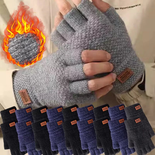 Wärmende Unisex Halbfinger Strickhandschuhe aus Wolle und Baumwolle