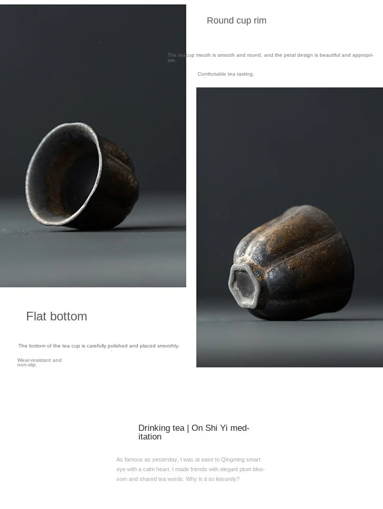 Handgemachte Keramik Teetasse mit Retro Vergoldung