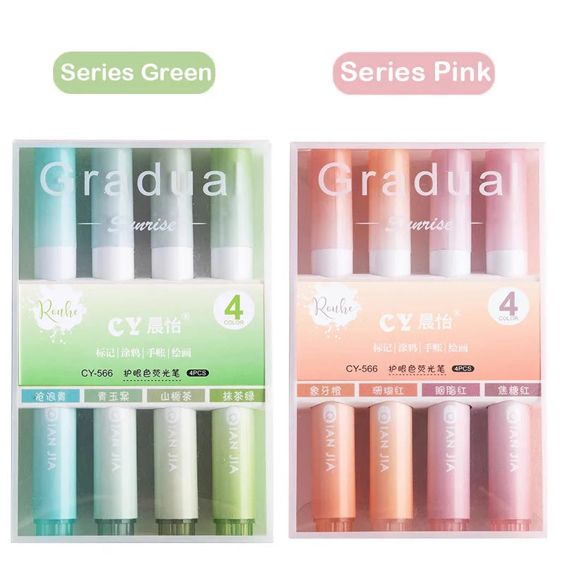 12/4 Stück Kawaii Textmarker Set mit vielseitigen Farbverläufen für Schüler