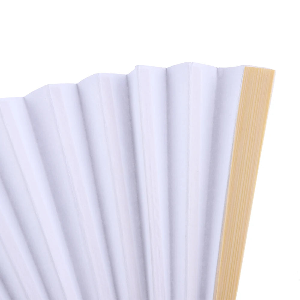 Kreativer weißer Bambus-Papier-Faltfächer – DIY, Hochzeit - Geschenkideen, 1-50 Stück