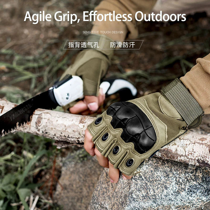 Taktische Softshell Handschuhe Halbfinger Rutschfest für Outdoor Sport