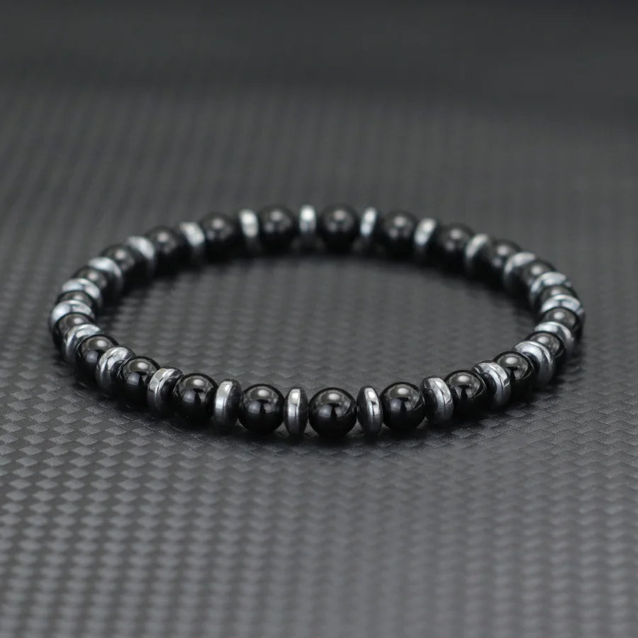 Männer Naturstein Armband 6mm Perlen Lava Tigerauge Hämatit Schutz