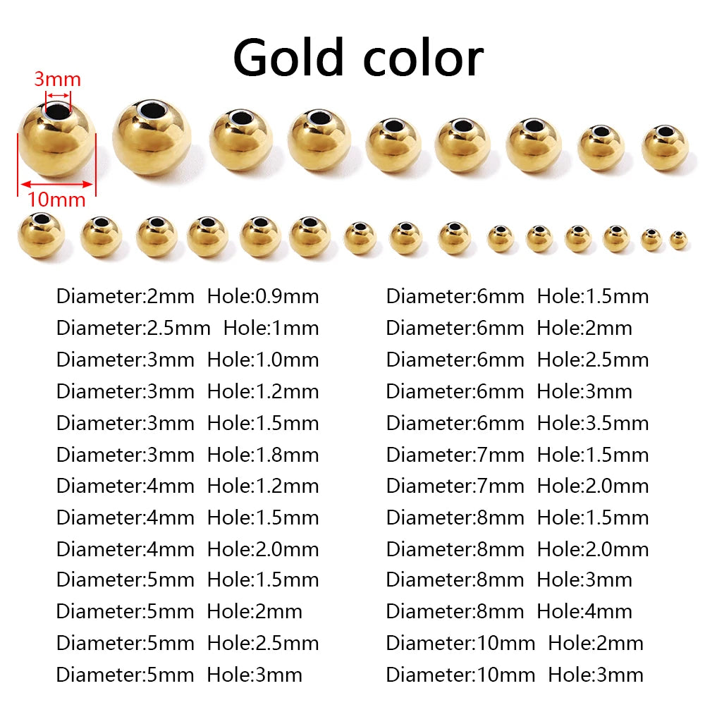 Edelstahl Schmuckperlen für DIY Armbänder Halsketten 2-10mm