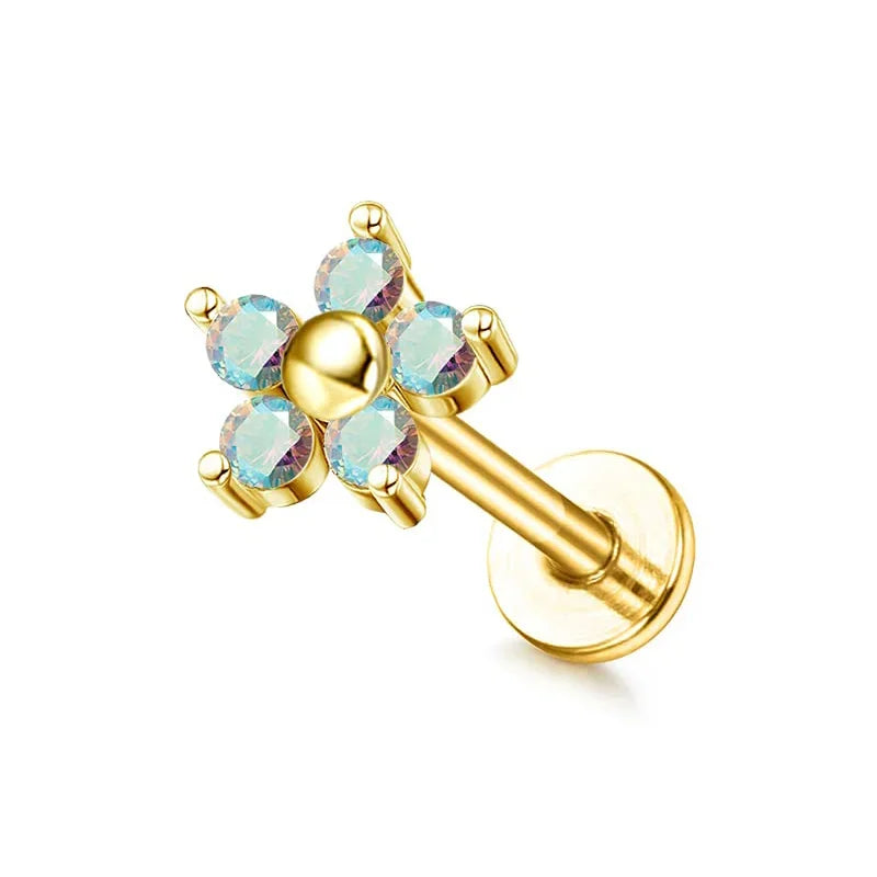 16G Edelstahl Knorpel Ohrstecker mit flacher Rückseite für Damen