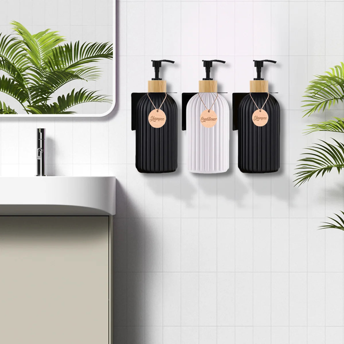 Mattschwarz nachfüllbarer Seifenspender für Duschwand Küche Bad