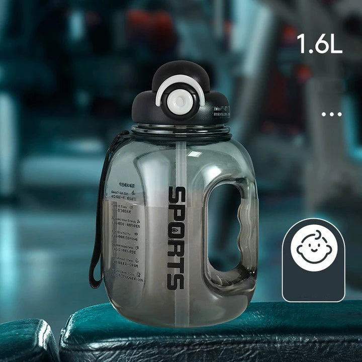 Auslaufsichere Sport-Wasserflasche 1600ml/2500ml mit Strohhalm für Outdoor