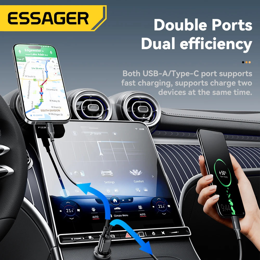 45W Auto Ladegerät Typ C - USB-A mit Quick Charge für alle Geräte