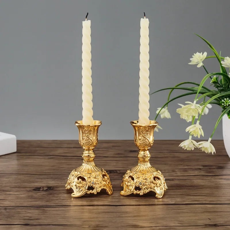 Kerzenhalter-Set, 2-teilig, Metall, Gold/Silber - Yabubest - Home & More