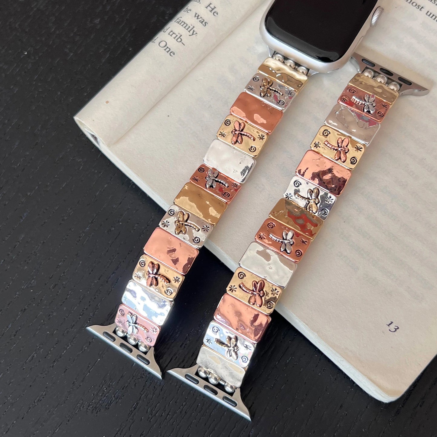 Elastisches Smartwatch Libellenarmband Metall geprägt 38-46mm für Damen