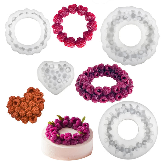 Silikon Kuchenform Himbeerkreis und Herz für französische Desserts