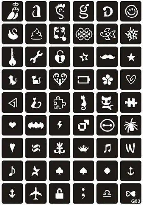 Henna Tattoo Schablone mit indischem Motiv fuer Gesichts und Koerperkunst