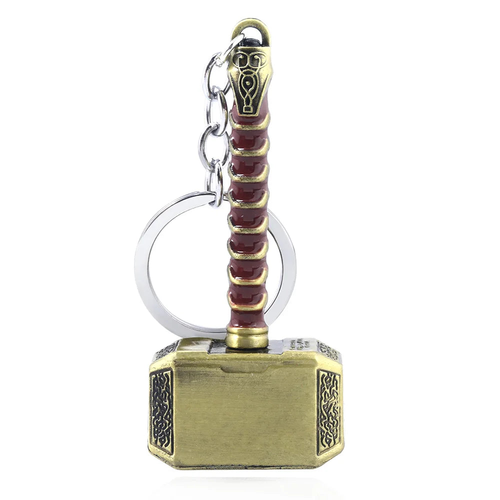 Robuster Thor Hammer Schlüsselanhänger aus silberner Zink-Legierung – stylisches Fan-Accessoire