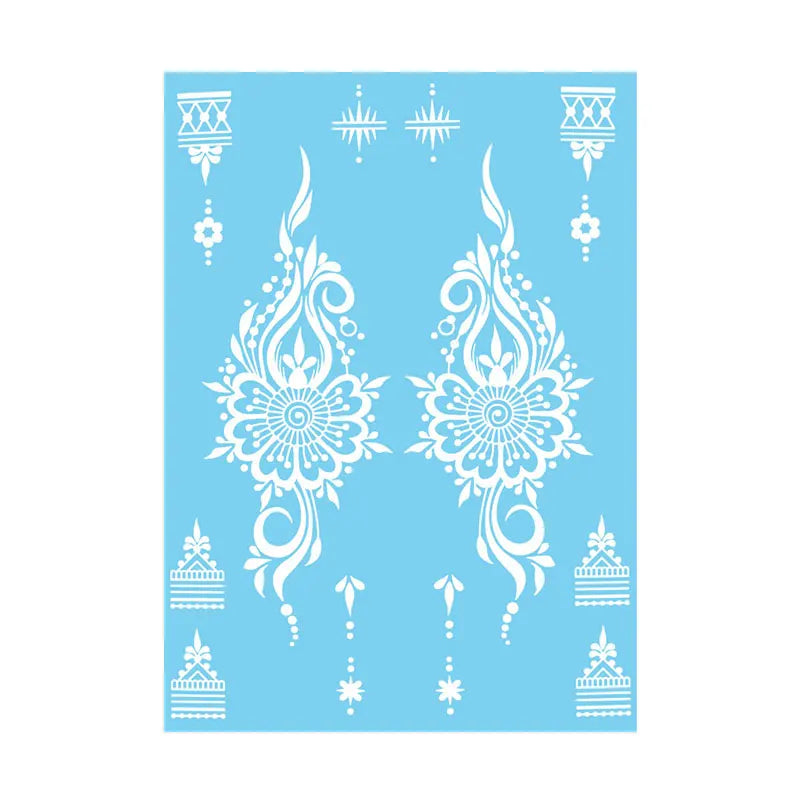 Weiße Henna Temporäre Tattoos für Frauen Hand Mehndi Party Körperkunst