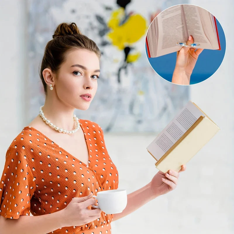 Elegante Buchseitenhalter aus Harz mit getrockneten Blumen für Leser