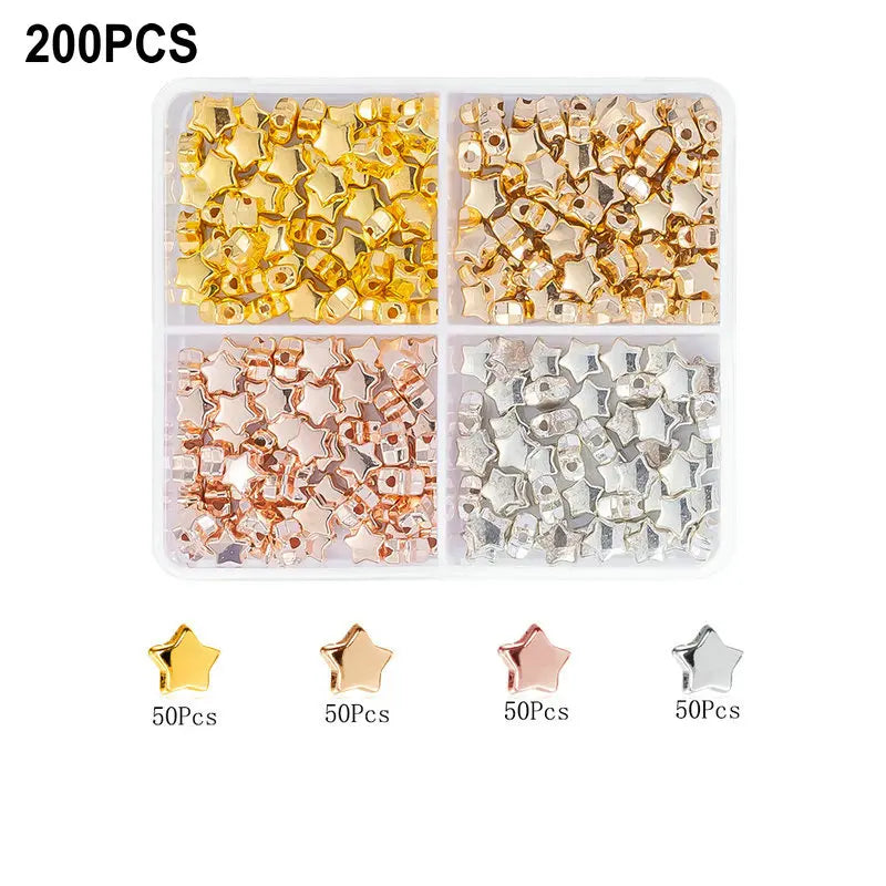 4 Farben CCB Spacer Perlen Kit mit 6 Stilen für Schmuck DIY Handwerk